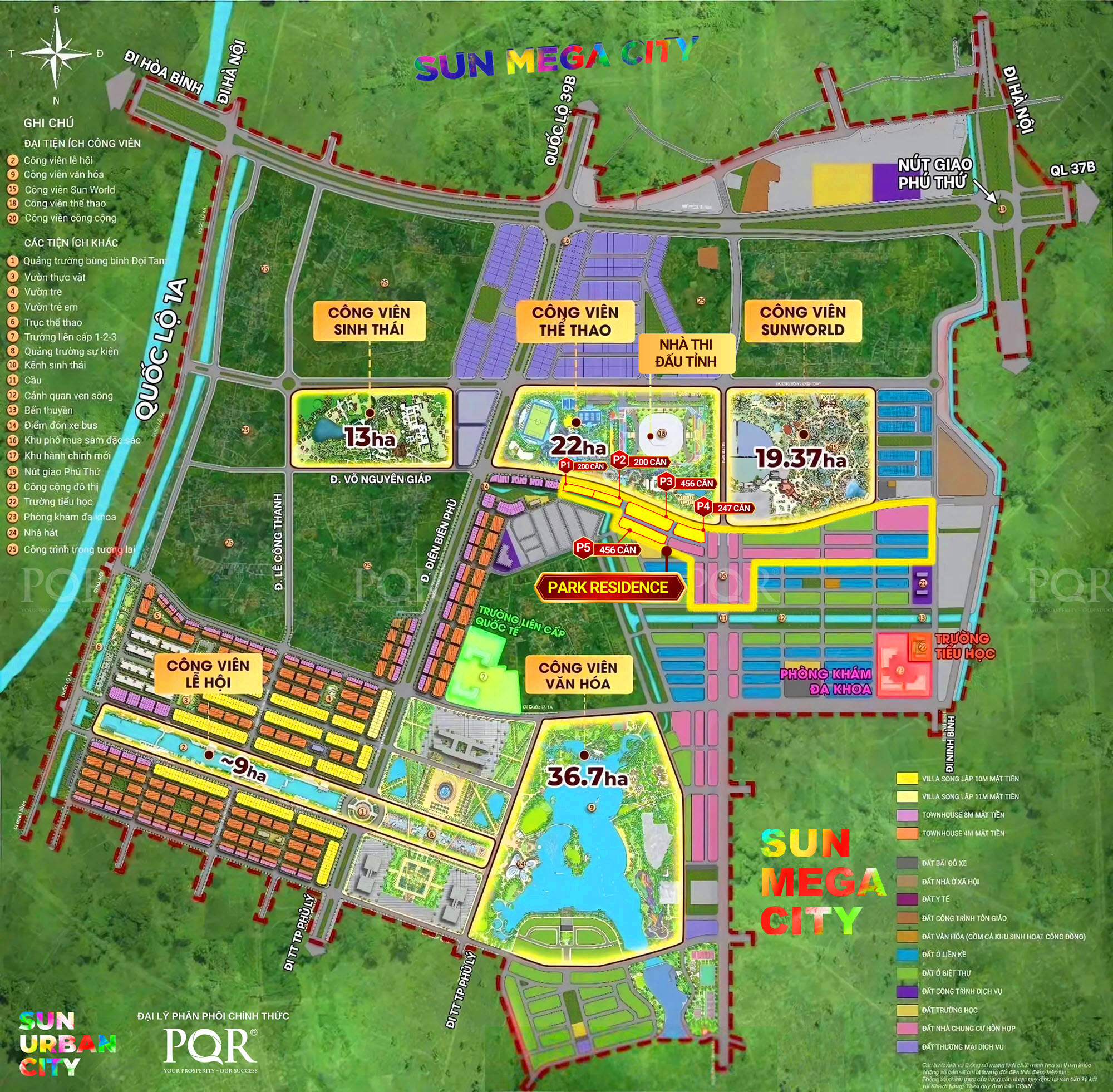 5 đại công viên dự án đô thị hợp phần Sun Urban City 420ha