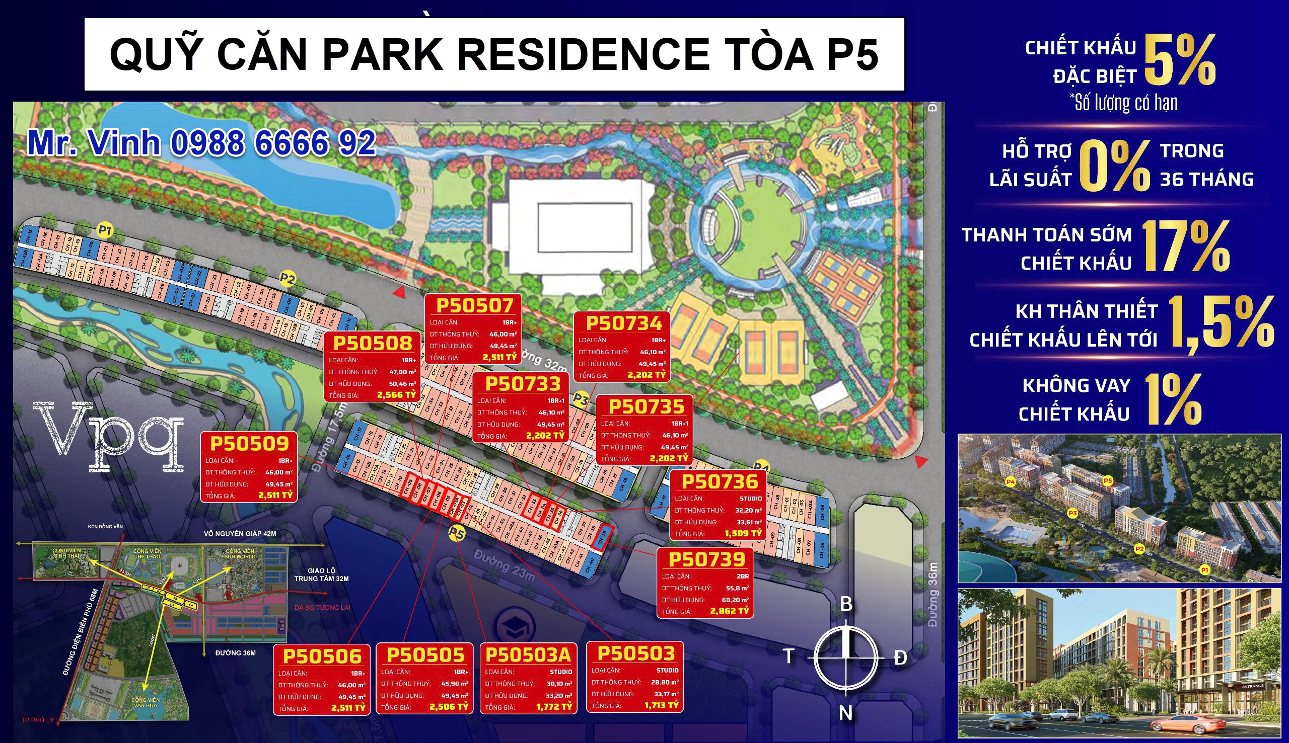 Giá bán tòa P5 căn hộ chung cư Park Residence Sun Urban City tầng 5,7