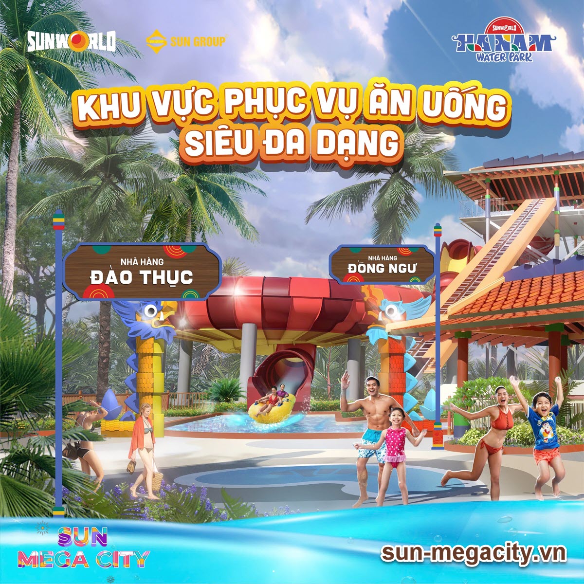 C&ocirc;ng vi&ecirc;n nước Sun World Ha Nam lu&ocirc;n đảm bảo phục vụ đầy đủ đồ ăn v&agrave; thức uống