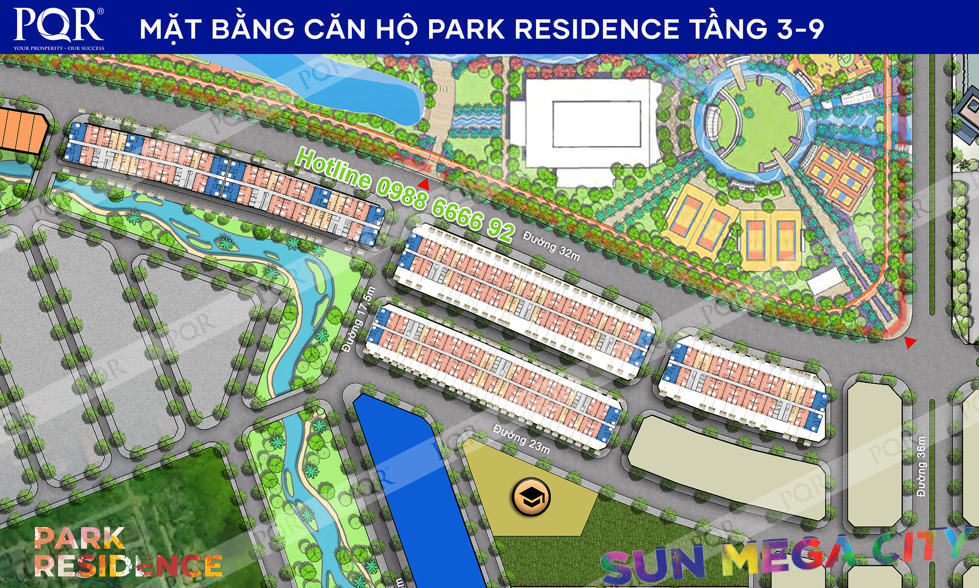 Mặt bằng căn hộ Park Residence Sun Urban City (T3-T9)