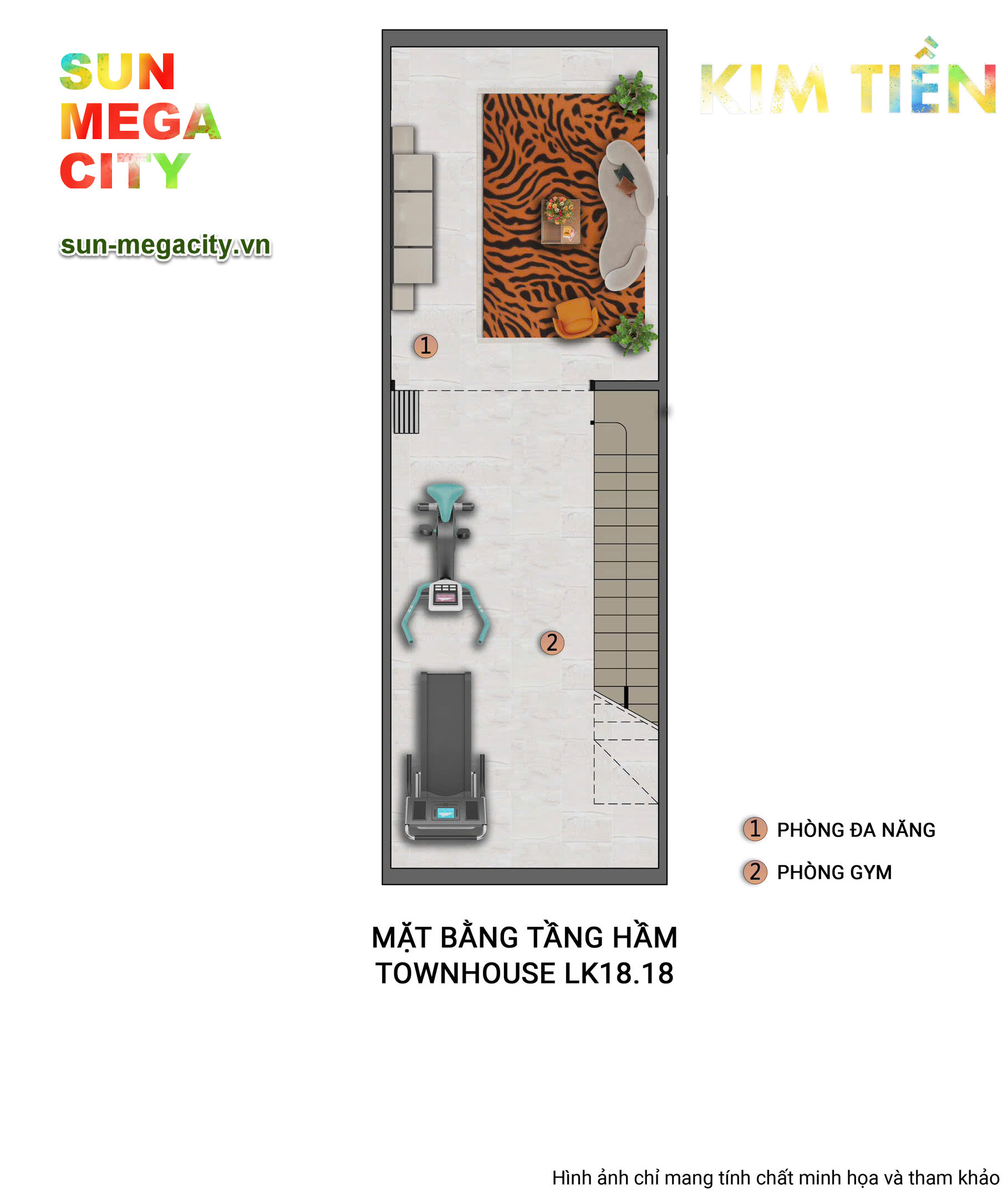 Layout thiết kế tầng hầm nhà phố Kim Tiền