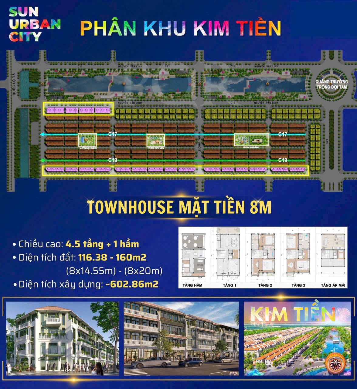Thiết kế nh&agrave; phố Townhouse Kim Tiền mặt tiền 8m