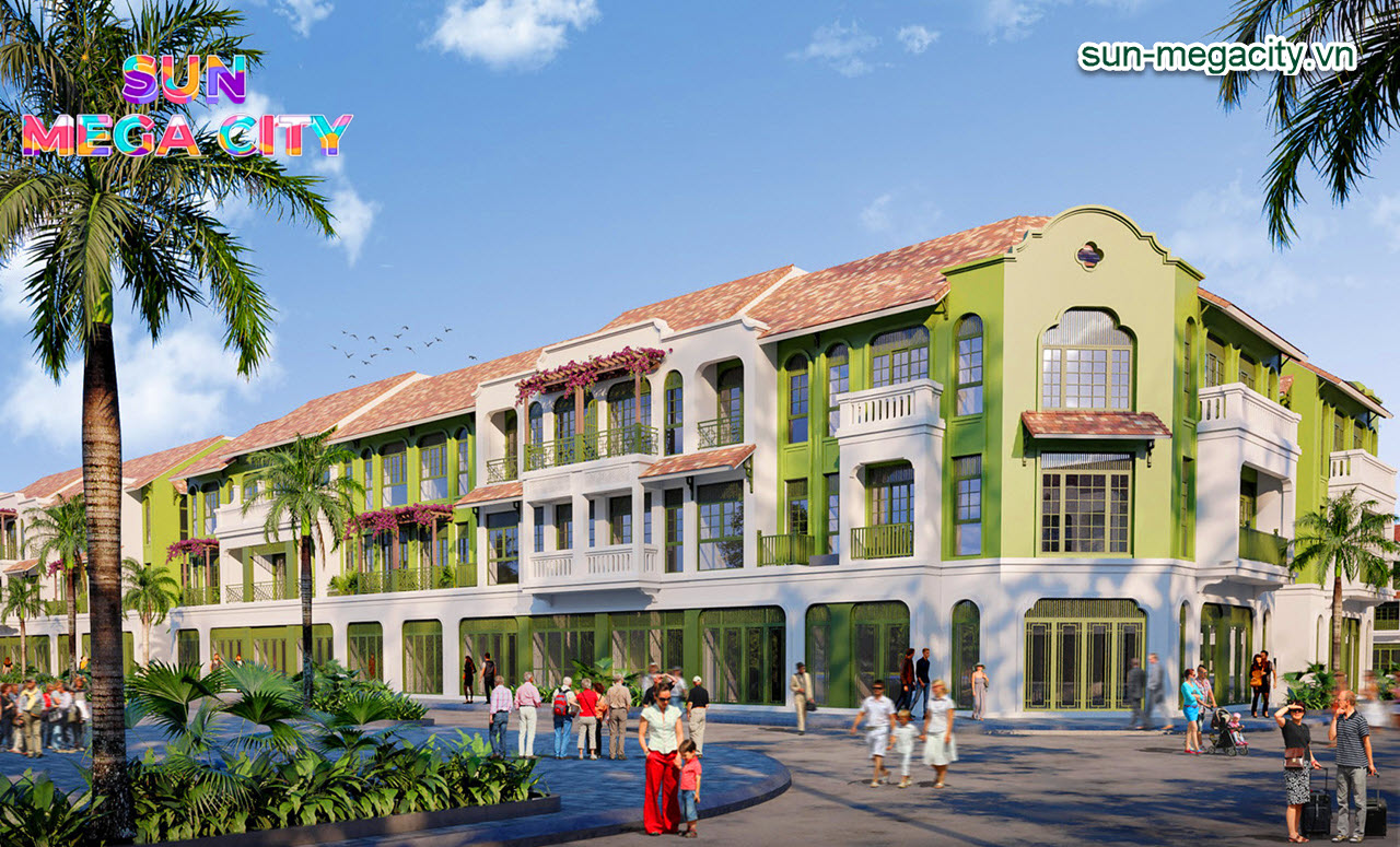 Phối cảnh d&atilde;y nh&agrave; phố thương mại Townhouse mặt tiền 4m