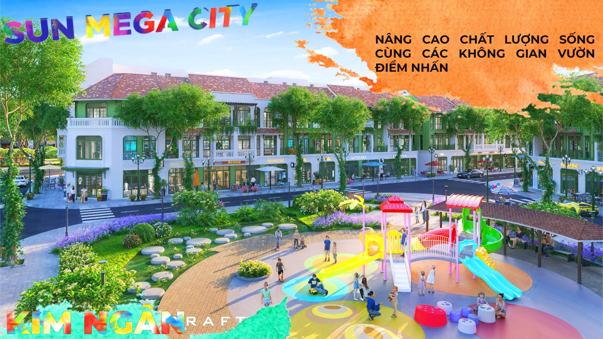 Phối cảnh nhà phố Townhouse đường C5 phân khu Kim Ngân
