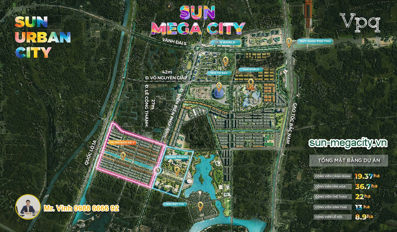 Tổng mặt bằng 420ha Sun Urban City H&agrave; Nam