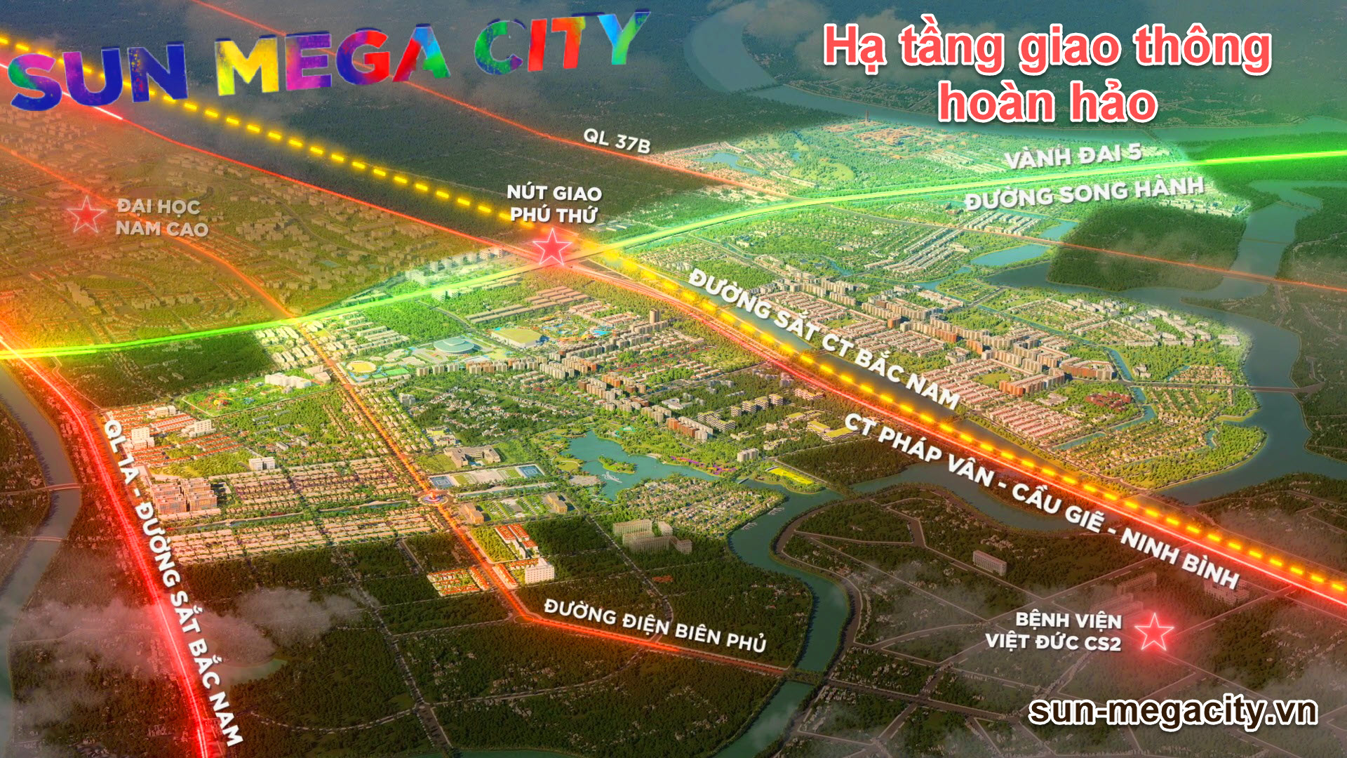 Hạ tầng giao thông hoàn hảo từ Sun Mega City kết nối đa điểm